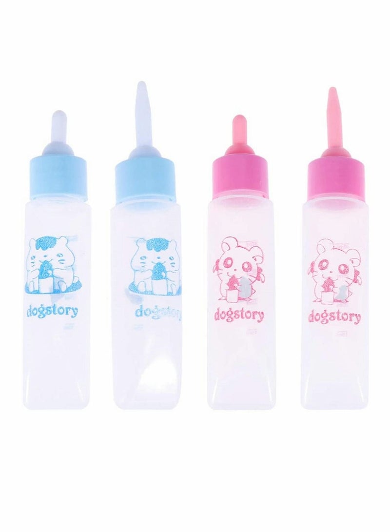 SYOSI زجاجة تغذية الحيوانات الأليفة لحديثي الولادة، 4 قطع، زجاجة رضاعة حليب الحيوانات الأليفة، زجاجة رضاعة، زجاجة رضاعة، تغذية حليب الماء للجرو، السنجاب، القطط، الهامستر، الحيوانات الصغيرة - Image 1