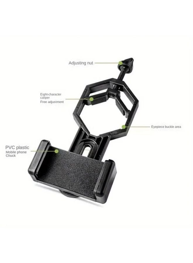 محول الهاتف الذكي الأسود للتلسكوبات والمناظير - حامل مشبك متين من مادة ABS - Image 4
