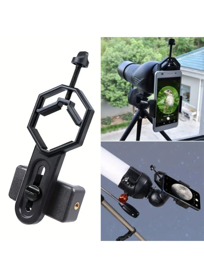 محول الهاتف الذكي الأسود للتلسكوبات والمناظير - حامل مشبك متين من مادة ABS - Image 1