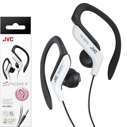 JVC HAEB75W Sports Clip Headphone, White, 1.60 x 4.40 x 3.90 inches - Image 1