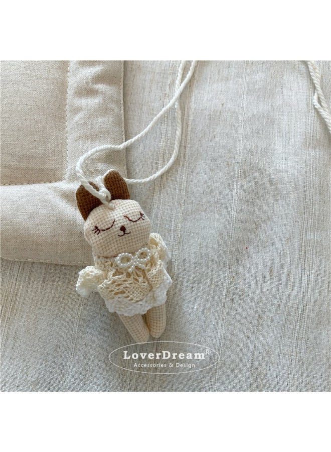 South Korea New Milk Tea Brown Fabric Bear Faux Leather Necklace Sweet Cute Children's Necklace All-match Necklace Women