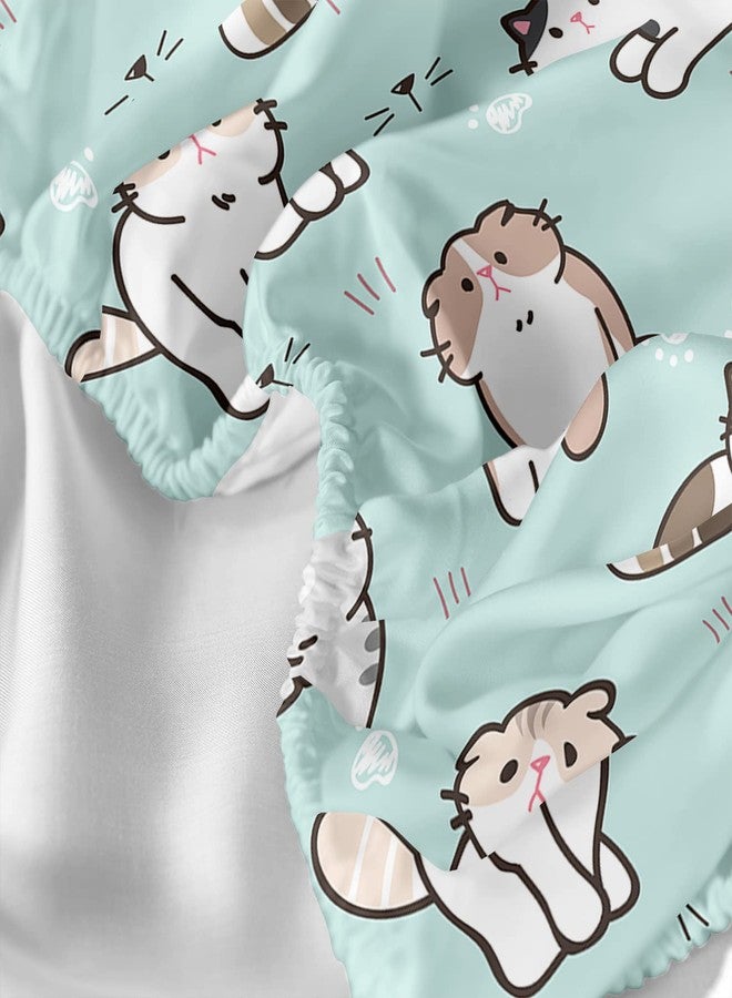 AILONEN Cat Fitted Sheet, Cat Themed Bed Sheets for Girls Kids, Twin Sheet Set, Bedding Decor Set (1 Fitted Sheet and 2 Pillow Case, 3 Piece) - Image 4