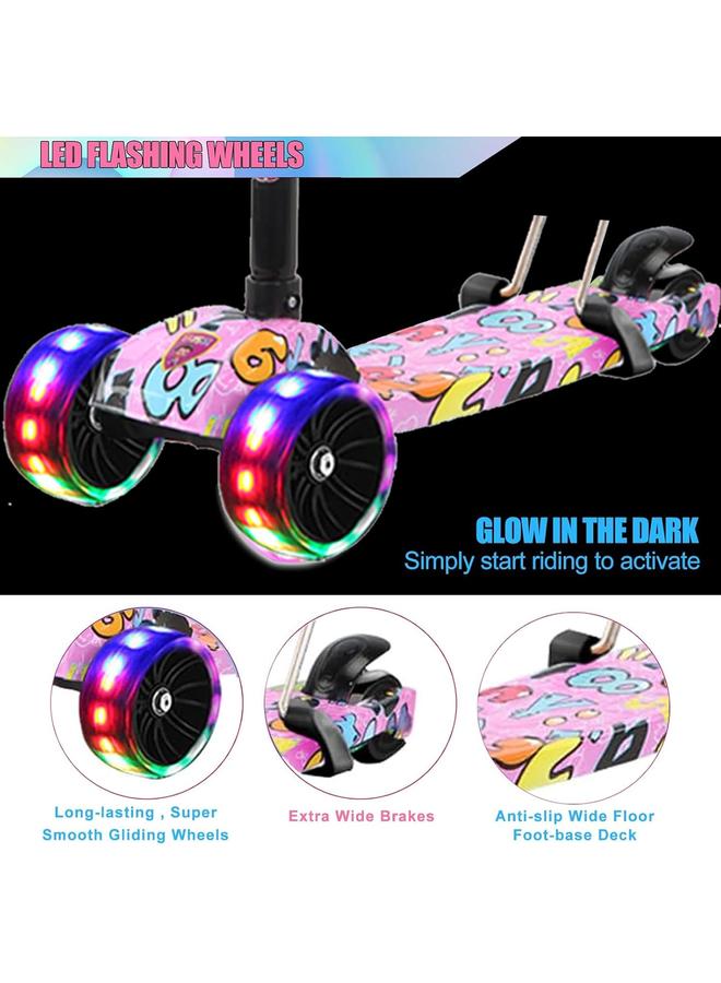 HPMY Kick Scooter,Scooter for Kids 3 Wheel Kick Scooter 3 in 1 Sit-Stand Scooter with Flashing LED Wheels Height-Adjustable Removable Seat Adjustable Handlebar for Boys Girls Toddlers - Image 5