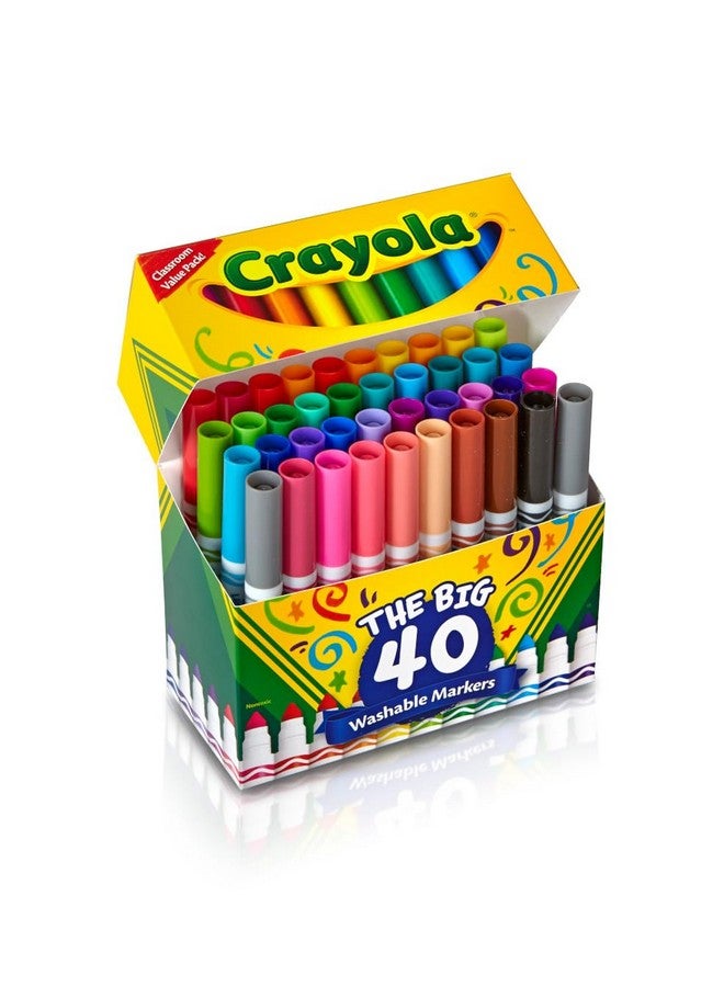 Crayola Ultra Clean Washable Markers (40ct), Coloring Markers for Kids, Coloring Book Marker Set, Gifts for Kids, Ages 3+ - Image 3