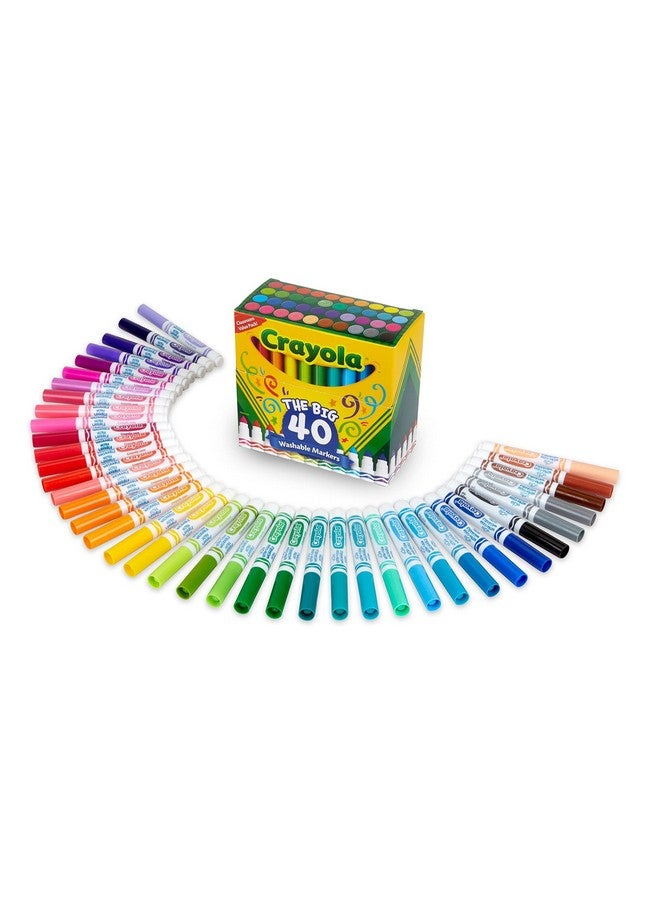 Crayola Ultra Clean Washable Markers (40ct), Coloring Markers for Kids, Coloring Book Marker Set, Gifts for Kids, Ages 3+ - Image 1