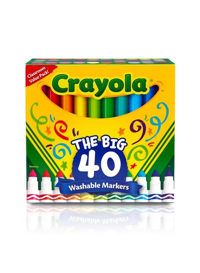 Crayola Ultra Clean Washable Markers (40ct), Coloring Markers for Kids, Coloring Book Marker Set, Gifts for Kids, Ages 3+ - Image 2