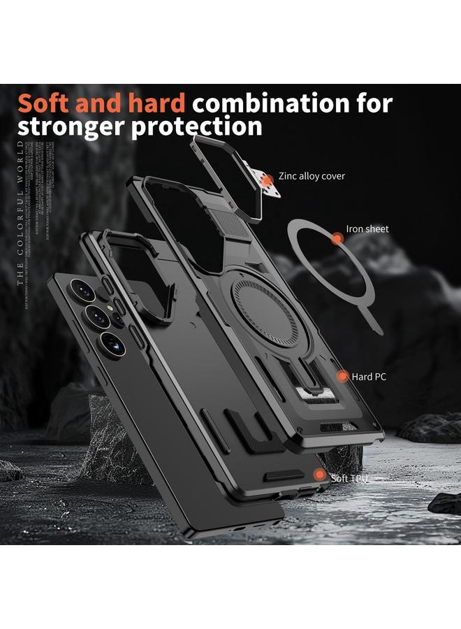 S-TOP Case For Samsung Galaxy S24+ 5G Shield Hollow Frame Holder MagSafe Phone Case - Image 5