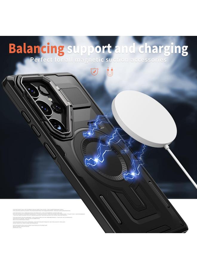 S-TOP Case For Samsung Galaxy S24+ 5G Shield Hollow Frame Holder MagSafe Phone Case - Image 3
