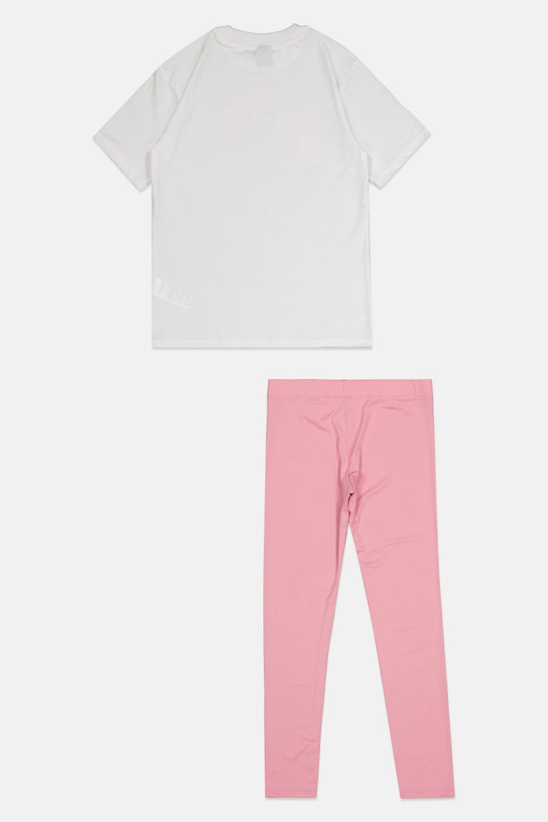 PUMA طقم بنات أطفال مكون من 2 قطعة بشعار العلامة التجارية، متعدد الألوان - Image 2