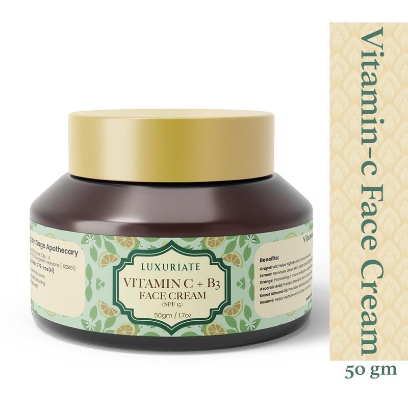 LUXURIATE Vitamin C Brightening Face luxury Cream Premium Beauty Vitamin C Cream with Grapefruit Sweet Almond Oil Lemon Sesame for Glowing Skin 50g - Image 5