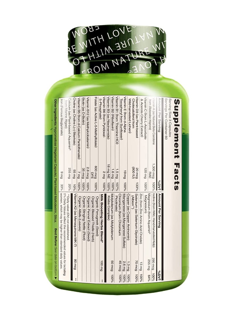 NATURELO PostNatal Multivitamin For Breastfeeding Moms 180 Vegetarian Capsules Dietary Supplement Complete formula, Gentle on the stomach - Image 2