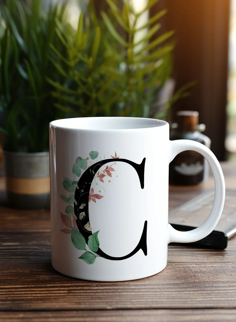 لوحة كوب سيراميك  أونصة بتصميم حرف  على الجانبين