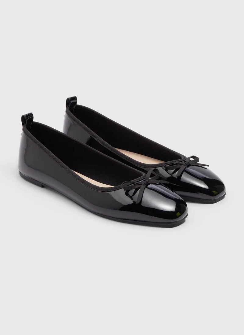 Matalan Black Glossy Ballet Shoes