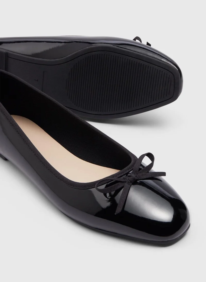 Matalan Black Glossy Ballet Shoes