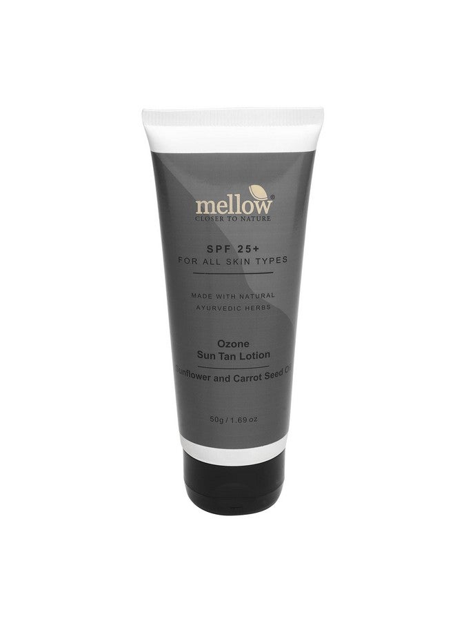 MELLOW لوشن هيربالز أوزون للتسمير (50 مل) مع SPF 25 لبشرة صحية ومشرقة، حماية من حروق الشمس، آمن للبشرة المعرضة لحب الشباب للرجال والنساء، يمتص بسرعة ومناسب لجميع أنواع البشرة - Image 1