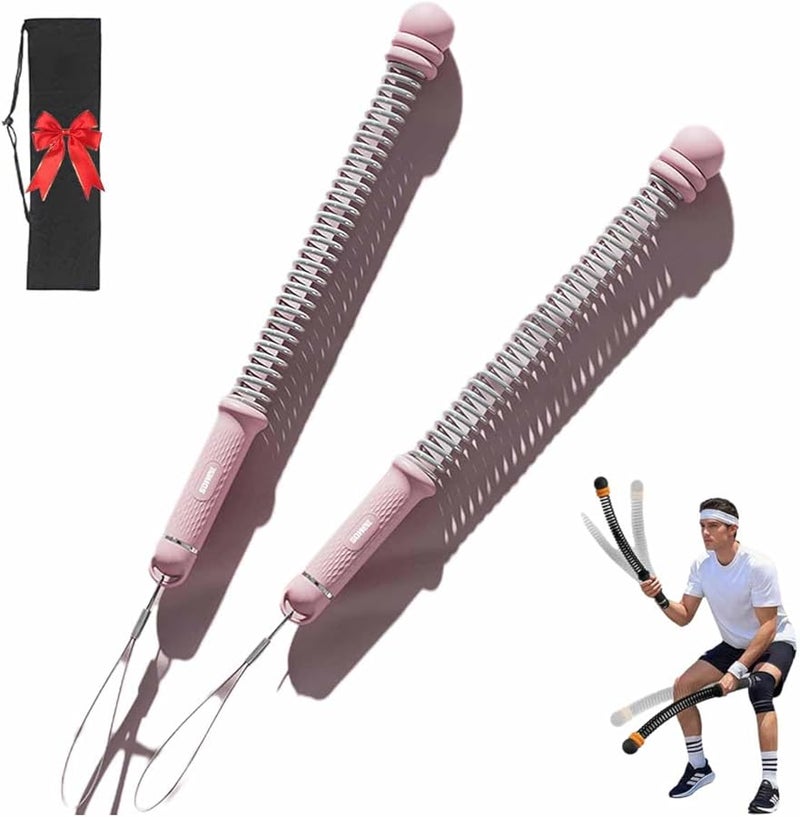 Pink Weighted Ropeless Battle Ropes Adjustable Steel Spring Arm Strength Trainer - Image 1