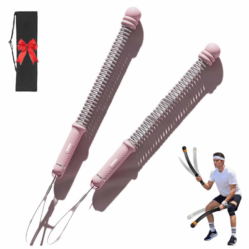 Pink Weighted Ropeless Battle Ropes Adjustable Steel Spring Arm Strength Trainer - Image 2