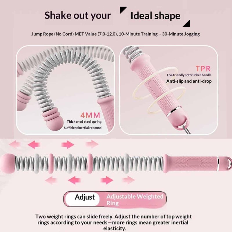 Pink Weighted Ropeless Battle Ropes Adjustable Steel Spring Arm Strength Trainer - Image 5