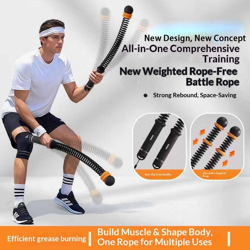 Pink Weighted Ropeless Battle Ropes Adjustable Steel Spring Arm Strength Trainer - Image 3