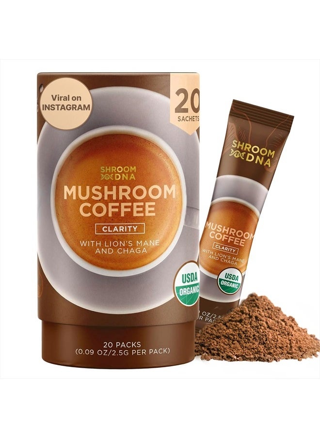MATCHA DNA - ShroomDNA Mushroom Coffee Blend with Chaga & Lion's Mane | Instant Focus + Clarity All Day | Organic + Vegan + Gluten Free | No Added Sugar | 20 Count - Image 1