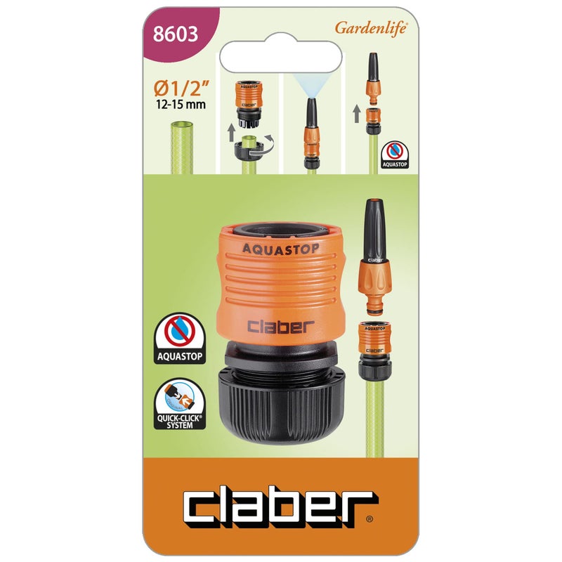 Claber 8603 Automatic Coupling 1/2” Water Aquastop - Image 2