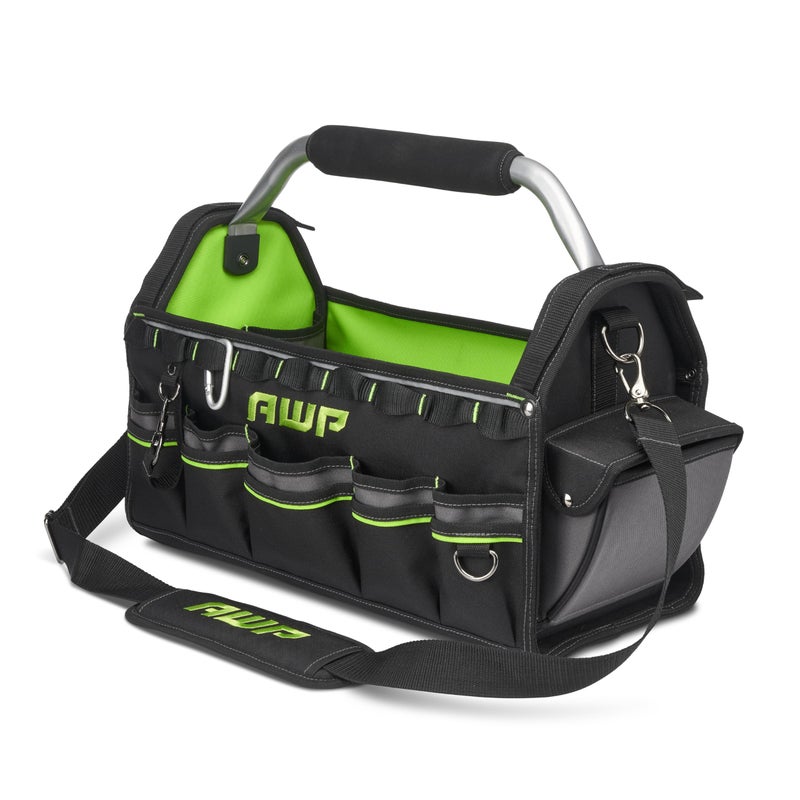 AWP Tool Tote Bag 18 Durable Tool Tote WaterResistant Organizer Caddy for Professionals and Contractors Black L221281