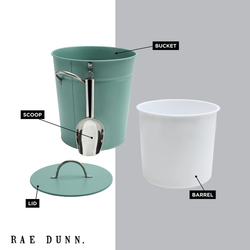 Rae Dunn Ice Bucket with Scoop - Stainless Steel Bucket with Handle, Lid and Ice Scooper - 4 Qt. Storage Bin for Ice Cubes for Bars, Parties, Backyard Barbeques, Picnics, and Camping (Sage) - Image 3