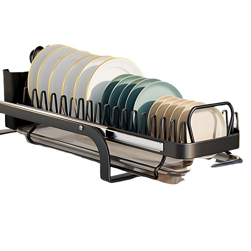 Breewell Metal PullOut Kitchen Cabinet Organizer Rack Adjustable Dish Storage with Sliding Rails 13 Tier Multicolour - Image 5
