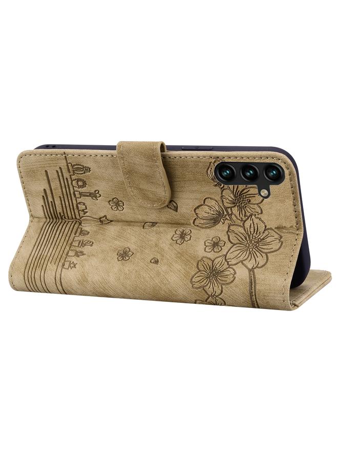 اس-توب جراب لهاتف Samsung Galaxy A15 مصنوع من الجلد المنقوش برسومات قطة ساكورا الكرتونية - Image 5