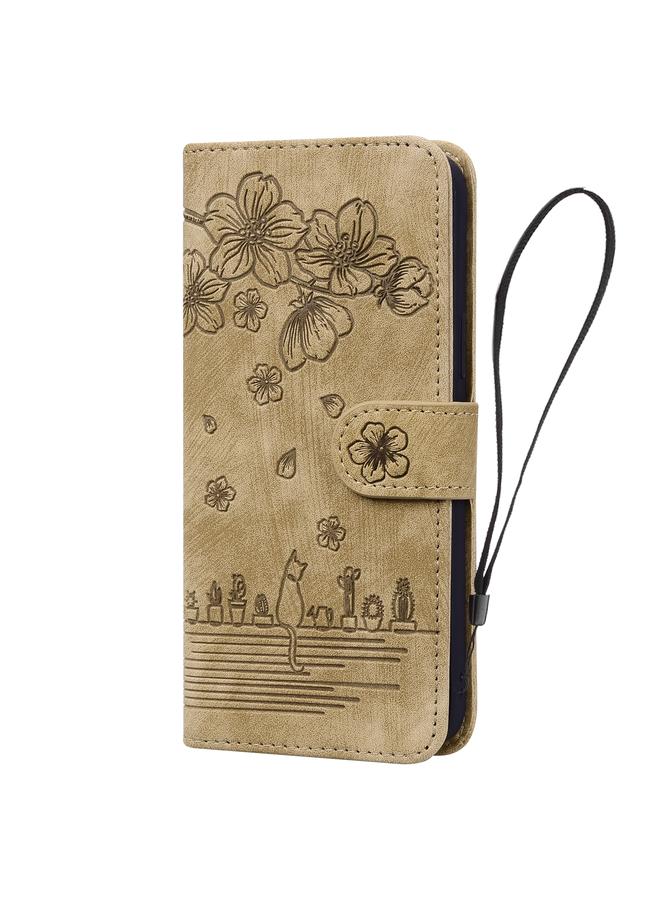 اس-توب جراب لهاتف Samsung Galaxy A15 مصنوع من الجلد المنقوش برسومات قطة ساكورا الكرتونية - Image 2