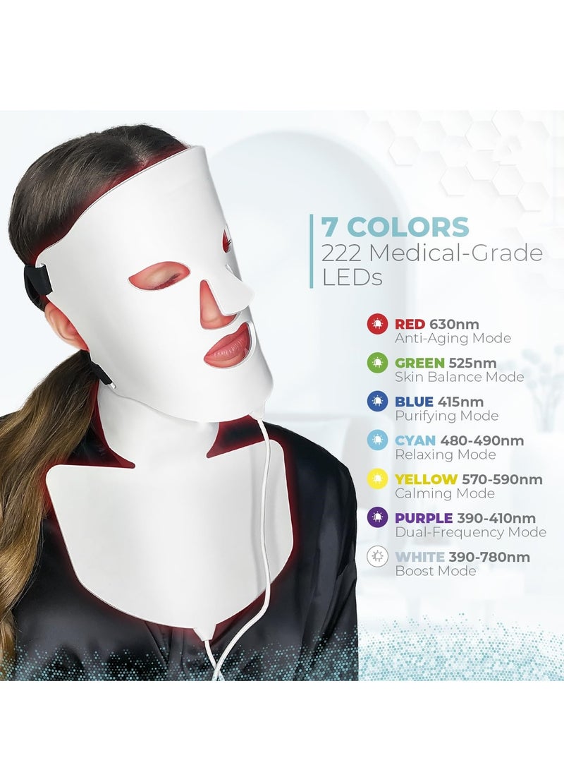 SYOSI LED Face Light Therapy Mask, Red Light Therapy for Face, 7 Colors Facial Light Therapy, Professional Face Red Light Beauty Device for Rejuvenation/Anti-aging/Wrinkles/Spots - Image 2