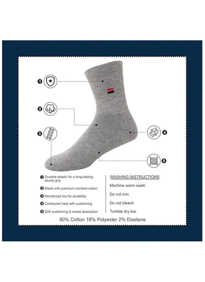 NAVYSPORT NAVYSPORT Men's Solid Cotton Cushion Comfort Crew Socks, Pack of 3 (Free Size, White)  - Image 2