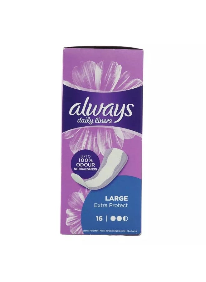 Always Daily Liners, Extra Protect Scented Pantyliners with Large Size, 16pcs - Image 1