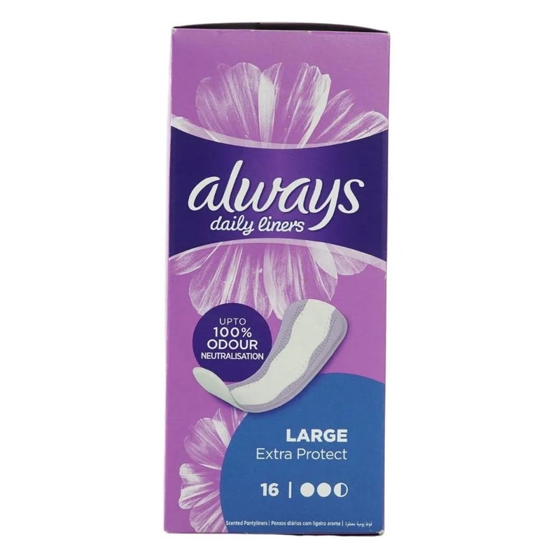 Always لواصق يومية أولايس، حماية إضافية معطرة بحجم كبير، 16 قطعة - Image 1