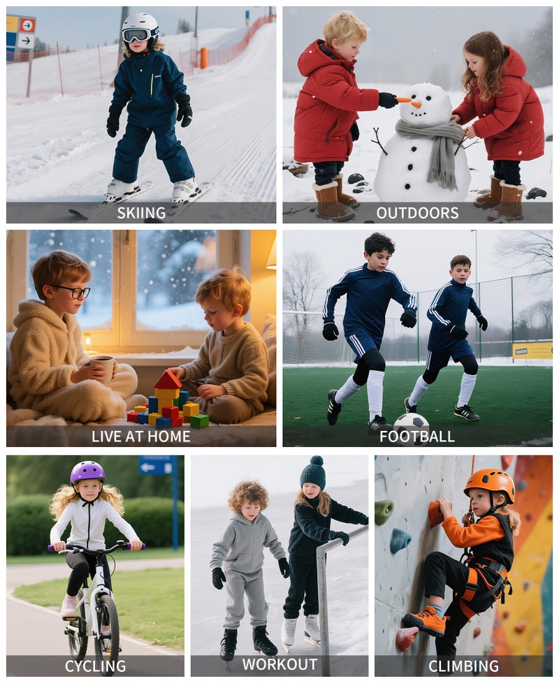 beautyin Thermal Underwear for Kids Boys Girls Base Layer Set for Skiing Football Cold Weather Black/Blue - Image 2