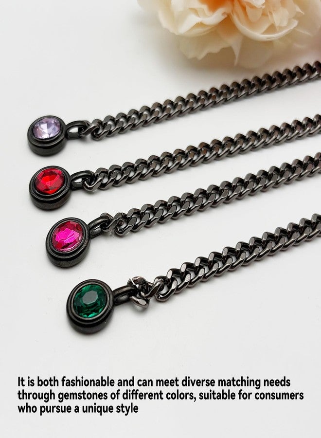 EverGlimp Heart Slip Chain Necklace for Women, Gold Cuban Chain with Removable Heart O-Ring, Sparkling Crystal Pendant, Adjustable Y-Necklace, Dainty Statement Jewelry. (Black-Green) - Image 2