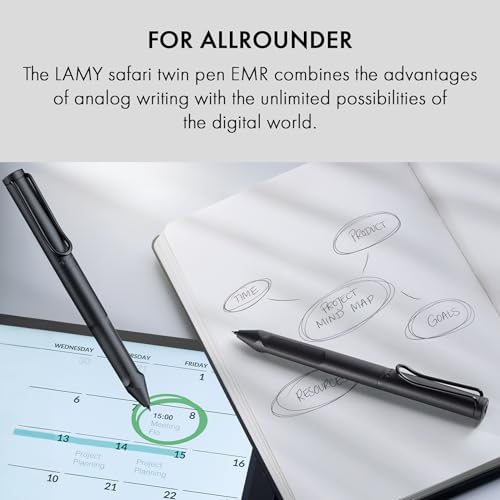 Lamy safari twin pen EMR all black (POM tip) - 2-in-1 stylus pen for many Android devices & ballpoint pen in one - with ergonomic grip - writing & drawing on digital media & paper - Image 5