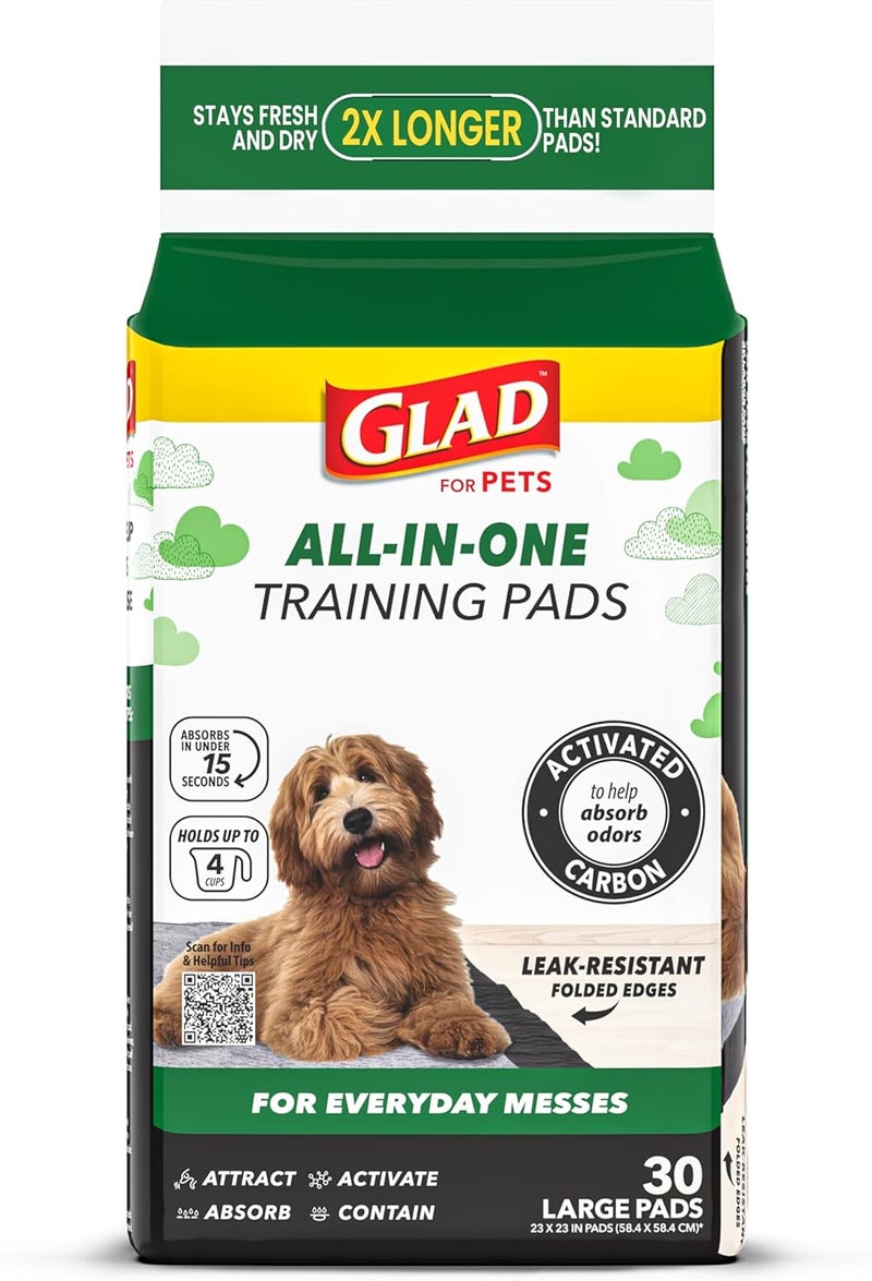 Glad for Pets Black Charcoal Puppy Pads | Puppy Potty Training Pads That ABSORB & NEUTRALIZE Urine Instantly | New & Improved Quality 30 Count FF8652 - Image 1