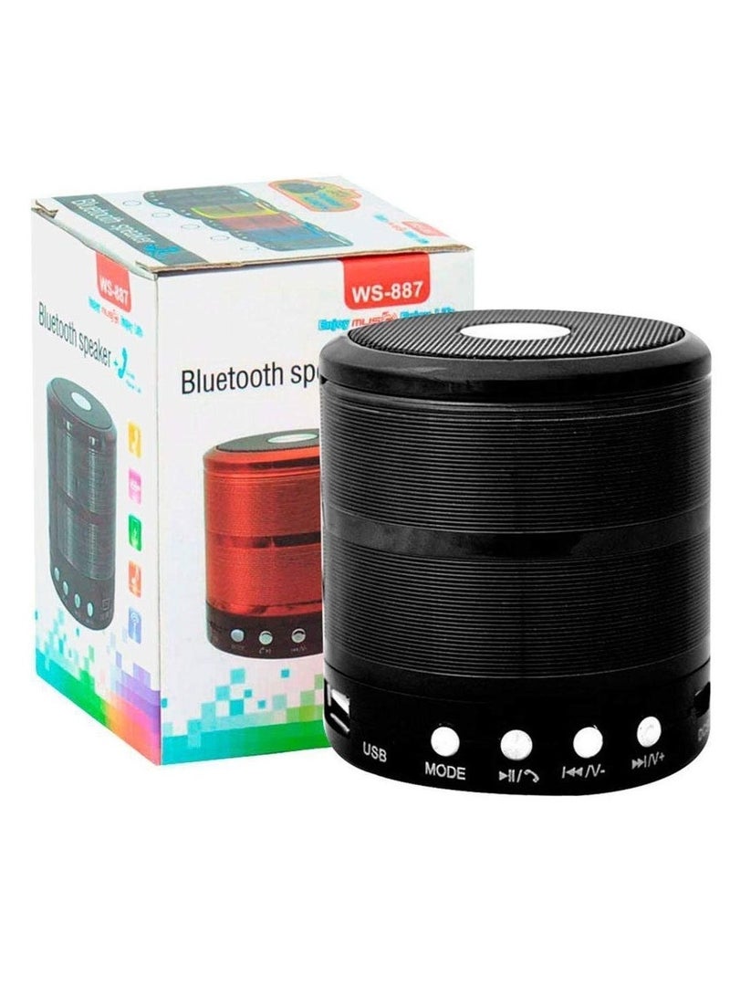 مكبر صوت بلوتوث ميني WS-887 من فابفاريتي – صندوق صوت لاسلكي مدمج (أسود) - Image 4