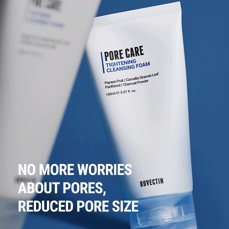 ROVECTIN Pore Tightening Cleansing Foam | Green Papaya, Glycerin, Charcoal Powder, AHA/BHA/PHA for Refining Pore Size, Non-Irritating | Oily, Dull Skin | Vegan (5.07 fl. oz.,150 ml) - Image 4