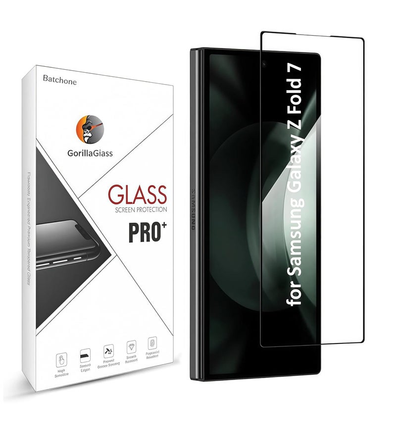 BATCHONE Premium Tempered Glass Screen Protector Compatible for Samsung Galaxy Z Fold 7 5G (Black) with Edge to Edge Coverage and Easy Installation kit, Pack of 1 - Image 1