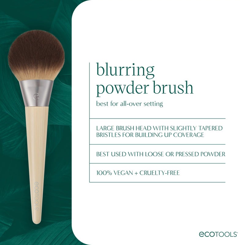 EcoTools Blurring Powder Makeup Brush, For Loose & Pressed Powder, Large Makeup Brush For All-Over Application, Fluffy, Synthetic Bristles, Eco Friendly, Cruelty-Free, & Vegan, 1 Count - Image 3