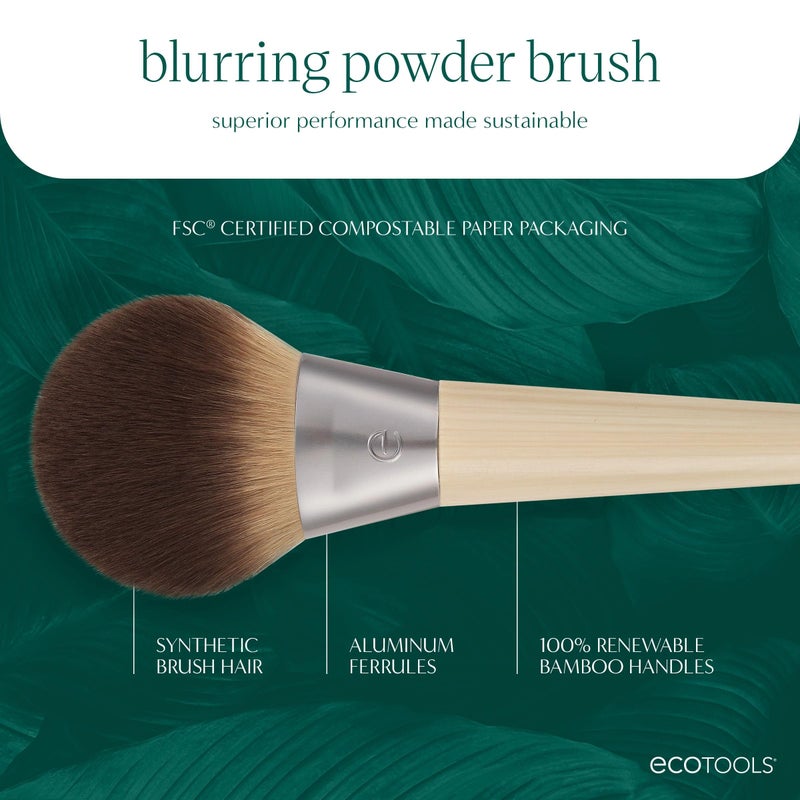 EcoTools Blurring Powder Makeup Brush, For Loose & Pressed Powder, Large Makeup Brush For All-Over Application, Fluffy, Synthetic Bristles, Eco Friendly, Cruelty-Free, & Vegan, 1 Count - Image 4