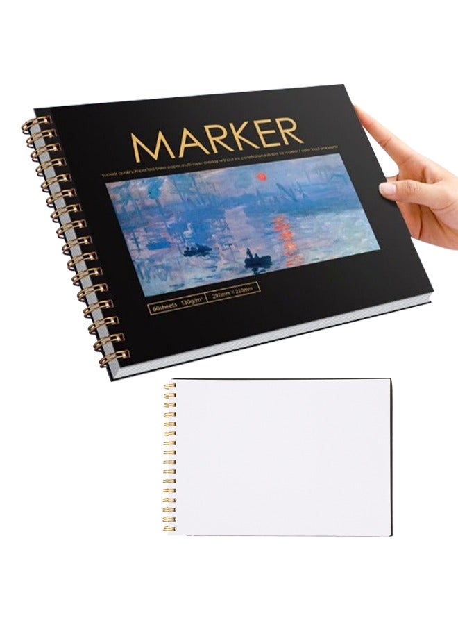 Professional Sketchbook, Spiral Bound Sketch Pad with 60 Sheets Not Easily Penetrated papers, ideal for Sketching, Drawing, and Watercolor - Image 1