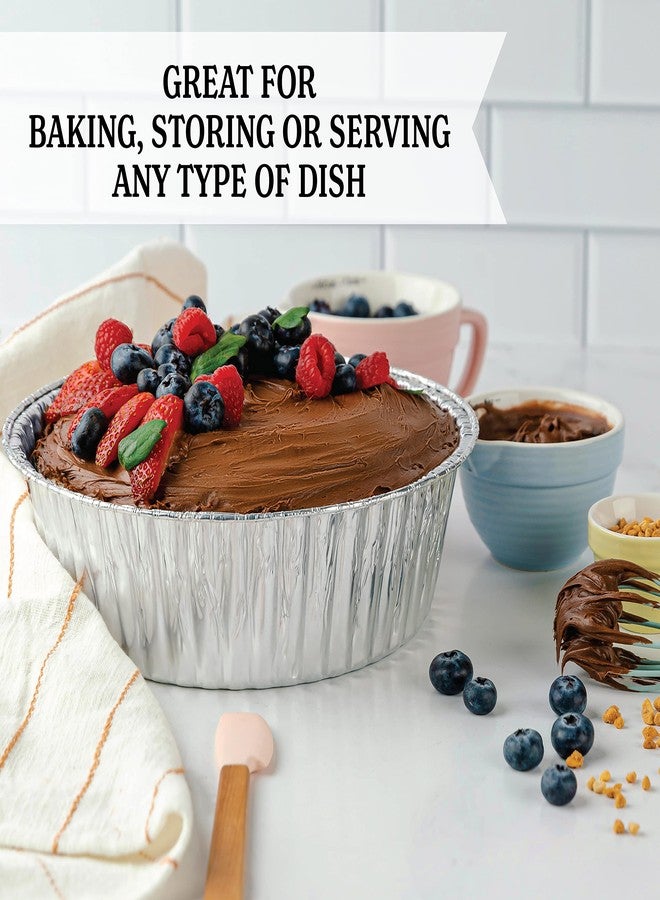 PLASTICPRO 10'' Inch Round Tin Foil Pans Disposable Aluminum, Extra Deep Freezer & Oven Safe - For Baking, Cooking, Storage, Roasting, & Reheating, Pack of 10 - Image 2