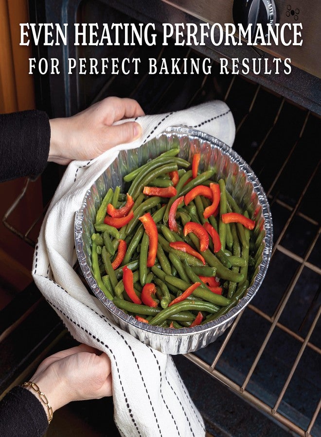 PLASTICPRO 10'' Inch Round Tin Foil Pans Disposable Aluminum, Extra Deep Freezer & Oven Safe - For Baking, Cooking, Storage, Roasting, & Reheating, Pack of 10 - Image 3