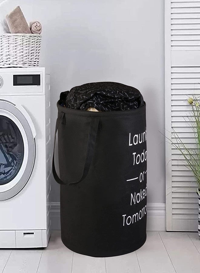 Agroha Metalic Printed Waterproof Canvas Laundry Bag,Toy Storage,Laundry Basket Organizer 45L. (Black, 1) - Image 2