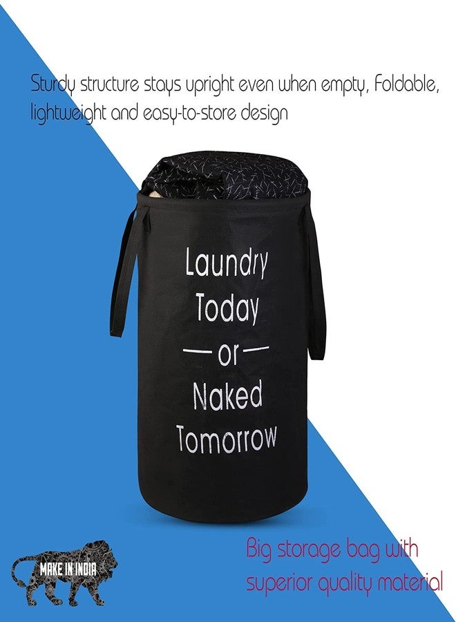 Agroha Metalic Printed Waterproof Canvas Laundry Bag,Toy Storage,Laundry Basket Organizer 45L. (Black, 1) - Image 4