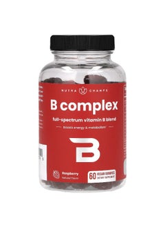NutraChamps, B Complex, Raspberry, 60 Vegan Gummies