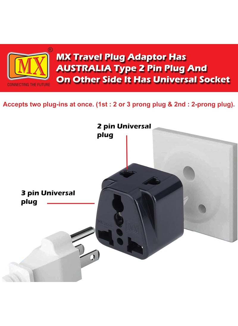 MX MX Universal Travel Adapter Type I India to Australia 2 in 1 Conversion Plug for Home and Official use Black Pack of 5  - Image 5
